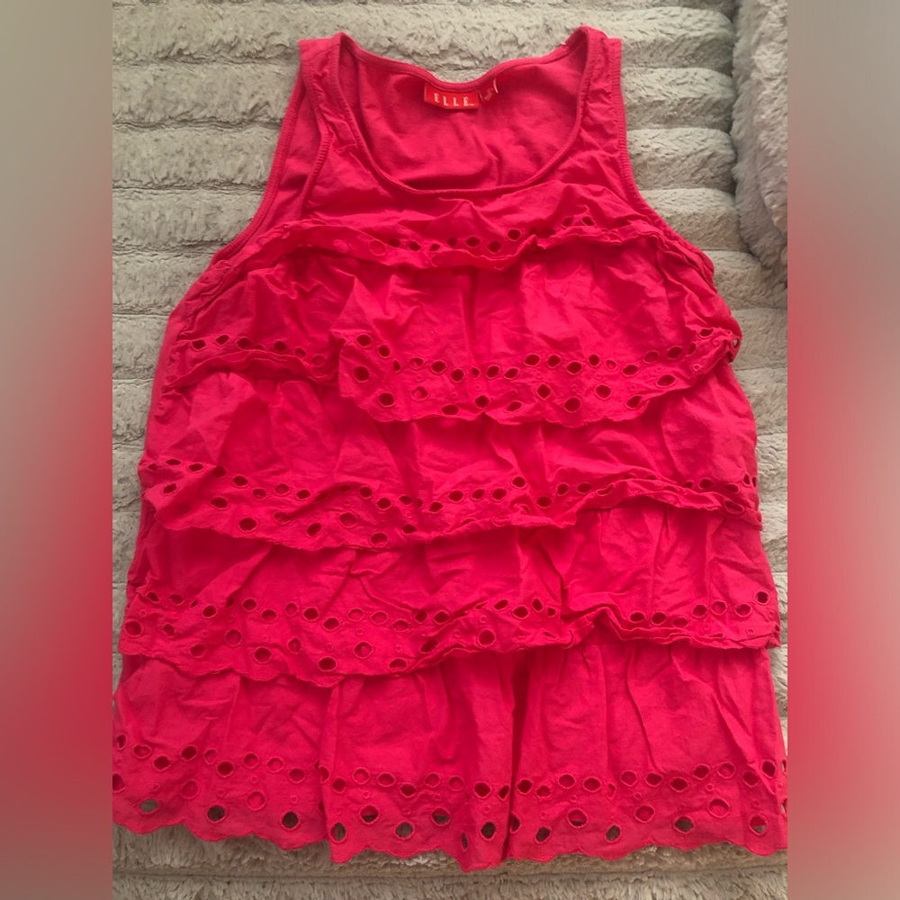 Bright pink/red ruffle top
